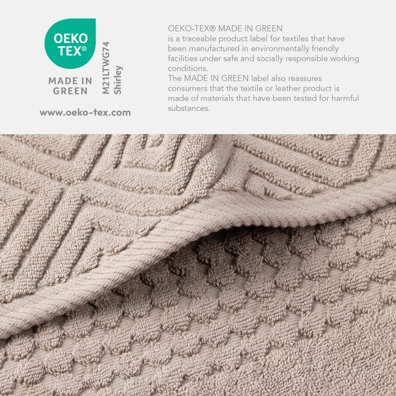 TexereSilk Texere 100% Organic Cotton Diamond Jacquard 700 GSM Luxury Bath Towel Sets - Ultra Soft and Absorbent Hotel and Spa Quality (Diamond, Oxford Tan, 4 Bath Towels) - Image 2